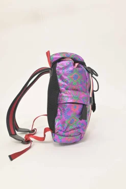 Purple metallic fabric brocade Techpack backpack