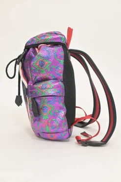 Purple metallic fabric brocade Techpack backpack