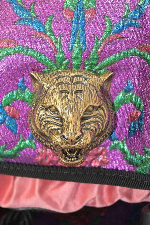 Purple metallic fabric brocade Techpack backpack
