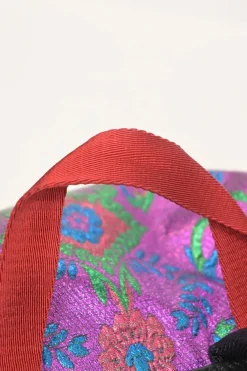 Purple metallic fabric brocade Techpack backpack