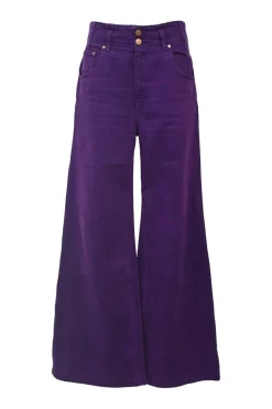Purple over-dyed cotton denim Margot high-rise wide-leg jeans