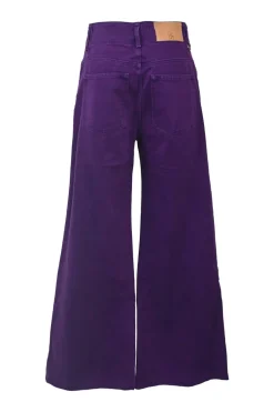 Purple over-dyed cotton denim Margot high-rise wide-leg jeans