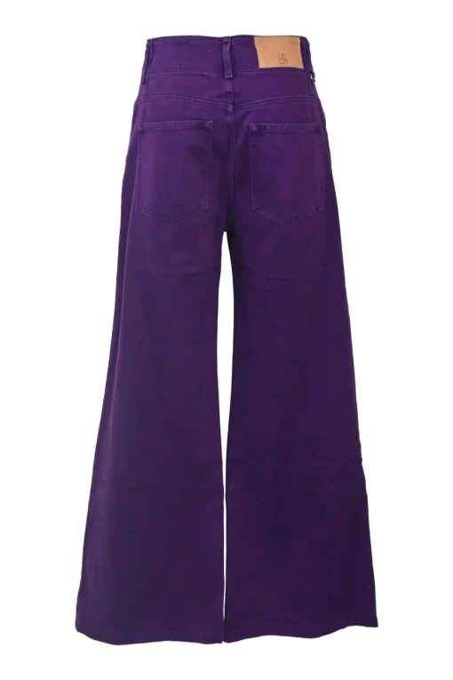 Purple over-dyed cotton denim Margot high-rise wide-leg jeans