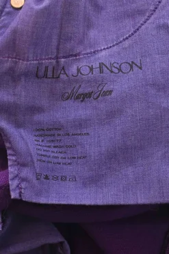 Purple over-dyed cotton denim Margot high-rise wide-leg jeans
