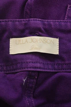 Purple over-dyed cotton denim Margot high-rise wide-leg jeans
