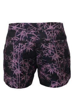 Purple polyester-blend bamboo jacquard pull-on low-rise tailored shorts