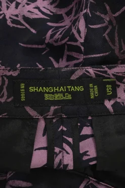 Purple polyester-blend bamboo jacquard pull-on low-rise tailored shorts