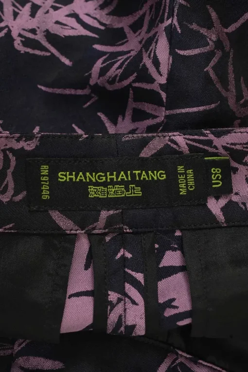 Purple polyester-blend bamboo jacquard pull-on low-rise tailored shorts