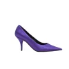 Purple satin and leather pointed-toe knife pumps