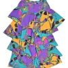 Purple silk bateau neck cap sleeve two-piece ra-ra skirt set with velcro floral belt