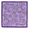 Purple silk paisley logo print scarf