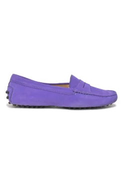 Purple suede and rubber Gommino slip-on driving loafers