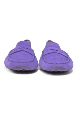 Purple suede and rubber Gommino slip-on driving loafers