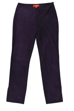 Purple suede pull-on mid-rise skinny pants