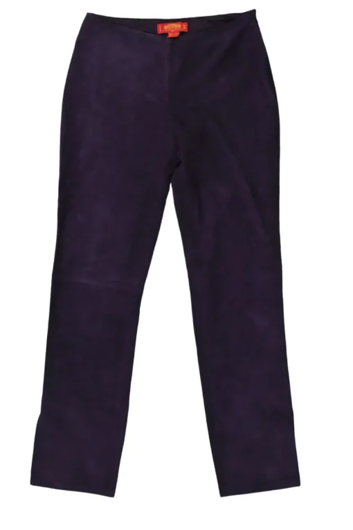 Purple suede pull-on mid-rise skinny pants