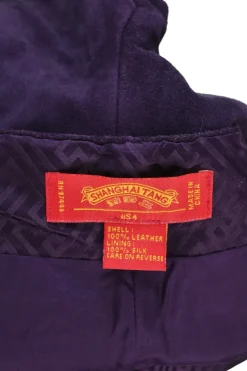 Purple suede pull-on mid-rise skinny pants