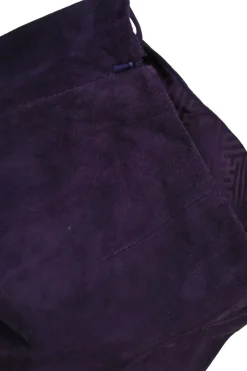 Purple suede pull-on mid-rise skinny pants