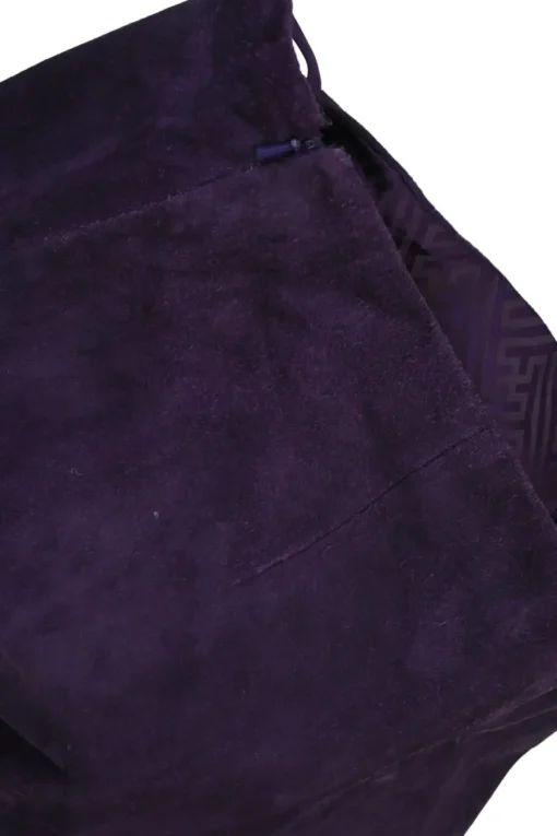 Purple suede pull-on mid-rise skinny pants