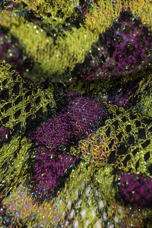 Purple wide-gauge viscose-blend glitter chevron knit romper with keyhole back
