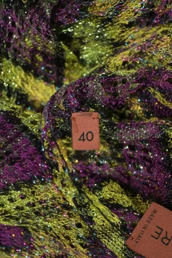 Purple wide-gauge viscose-blend glitter chevron knit romper with keyhole back