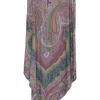 Purple wool fully-fashioned intarsia asymmetric handkerchief midi skirt featuring abstract paisley motif