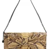 Python skin flap clutch bag with detachable shoulder strap