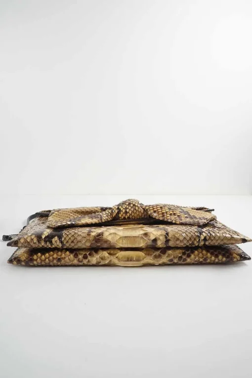 Python skin flap clutch bag with detachable shoulder strap