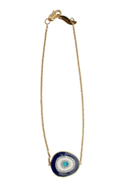 "Nazar" bracelet Cast from 18k yellow gold with  pavé 0.02 white diamond