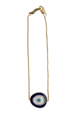 "Nazar" bracelet Cast from 18k yellow gold with  pavé 0.02 white diamond
