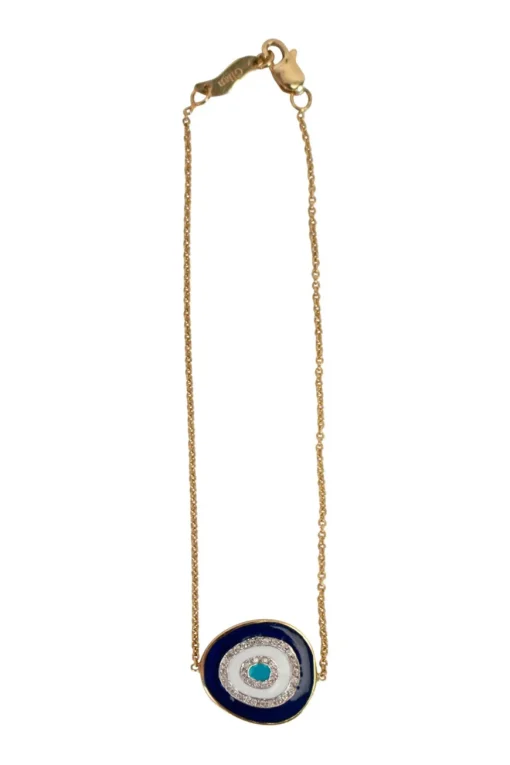 "Nazar" bracelet Cast from 18k yellow gold with  pavé 0.02 white diamond