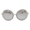 Ralph Lauren grey round sunglasses with metallic rims and temples