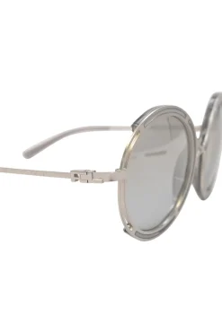 Ralph Lauren grey round sunglasses with metallic rims and temples