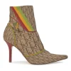 Rasta Collection camel Oblique jacquard fabric and leather pointed-toe zip-up ankle boots with bi-colour piping details
