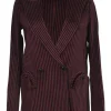 Red and black viscose-blend striped double breasted peak lapel Everyday blazer with signature smiley pockets