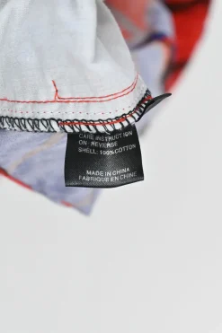 Red and purple cotton floral print tailored Bermuda shorts