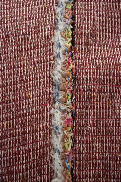 Red, brown, white and gold tweed pencil skirt with multi-colour trim