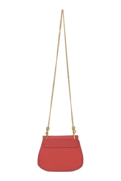 Red grained leather mini Drew shoulder bag
