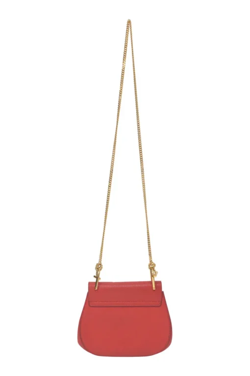 Red grained leather mini Drew shoulder bag