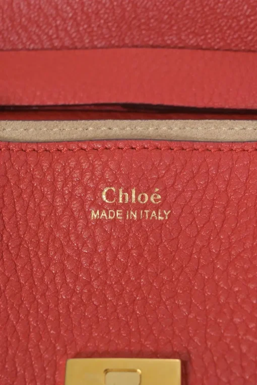 Red grained leather mini Drew shoulder bag
