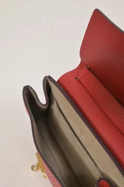 Red grained leather mini Drew shoulder bag