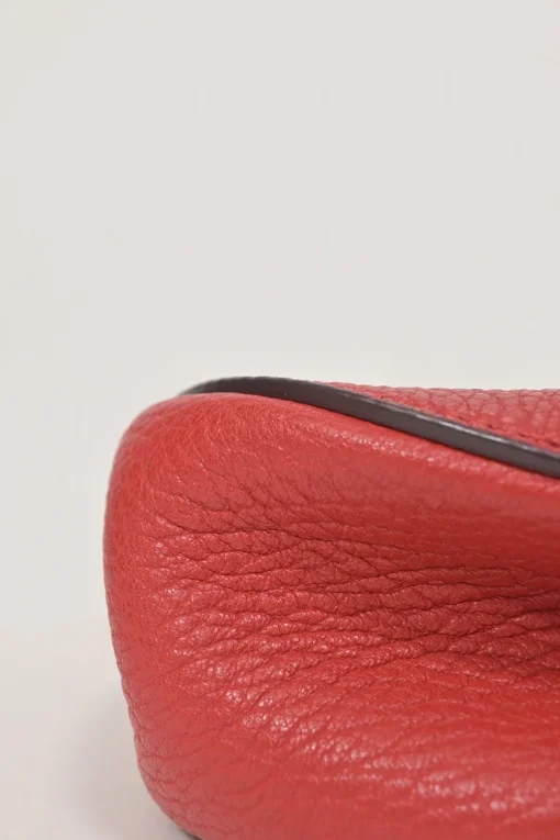 Red grained leather mini Drew shoulder bag