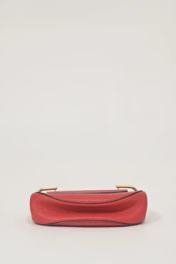 Red grained leather mini Drew shoulder bag