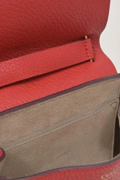 Red grained leather mini Drew shoulder bag