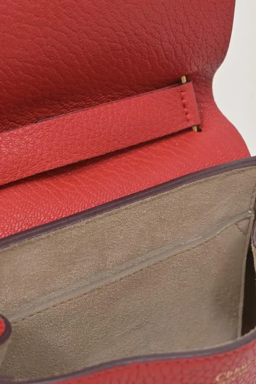 Red grained leather mini Drew shoulder bag