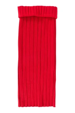 Red knitted knee-length skirt