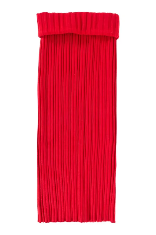 Red knitted knee-length skirt