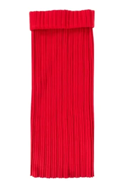 Red knitted knee-length skirt