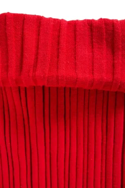 Red knitted knee-length skirt