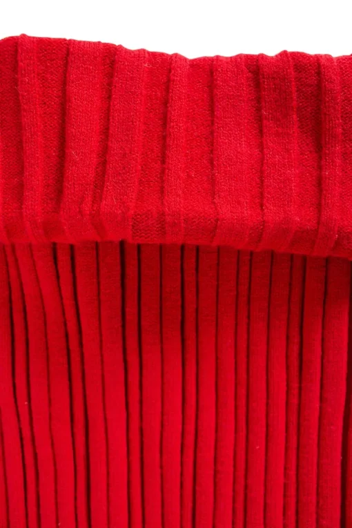 Red knitted knee-length skirt