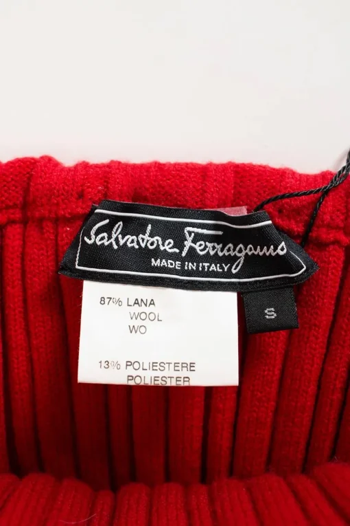Red knitted knee-length skirt
